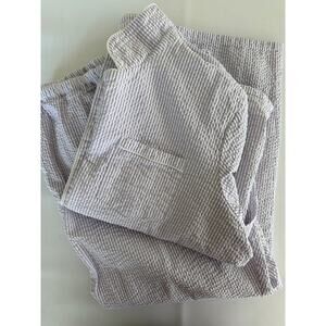Vermont Country Store Lilac White Seersucker PJ Set Women's 2X Long Sleeve